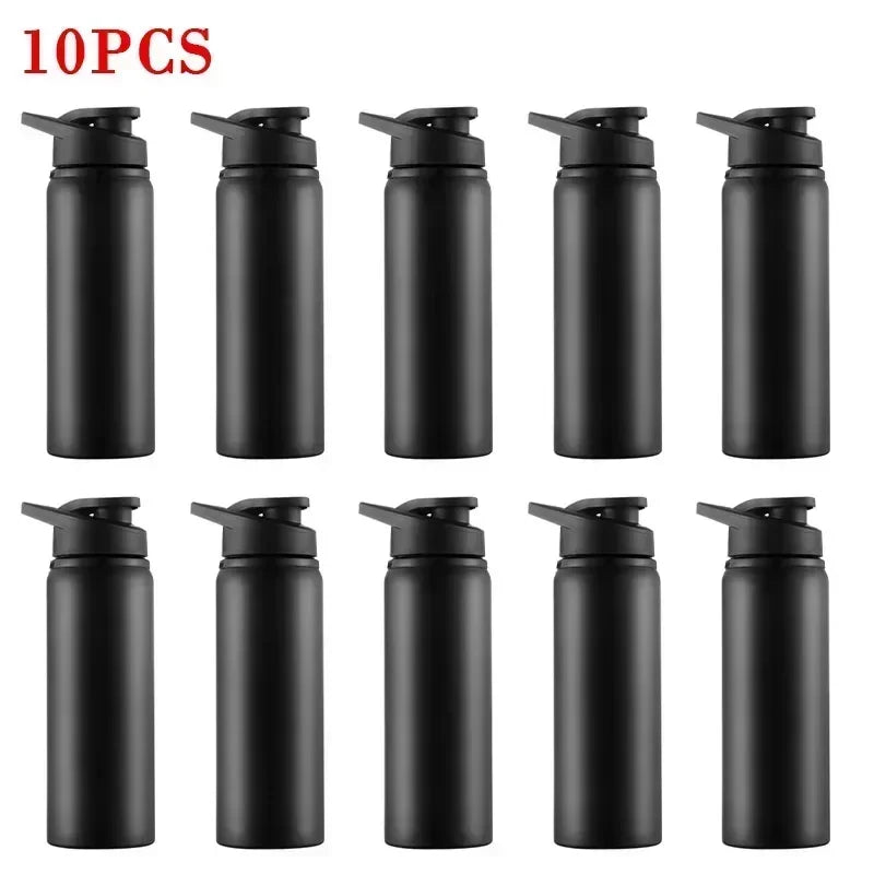 15PCS Portable Stainless Steel Bicycle Water Bottle Straight Drinking Outdoors Sports Travel Kettle Metal Water Bottle