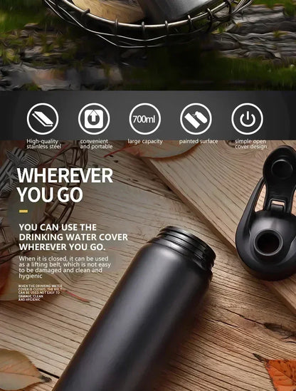 15PCS Portable Stainless Steel Bicycle Water Bottle Straight Drinking Outdoors Sports Travel Kettle Metal Water Bottle