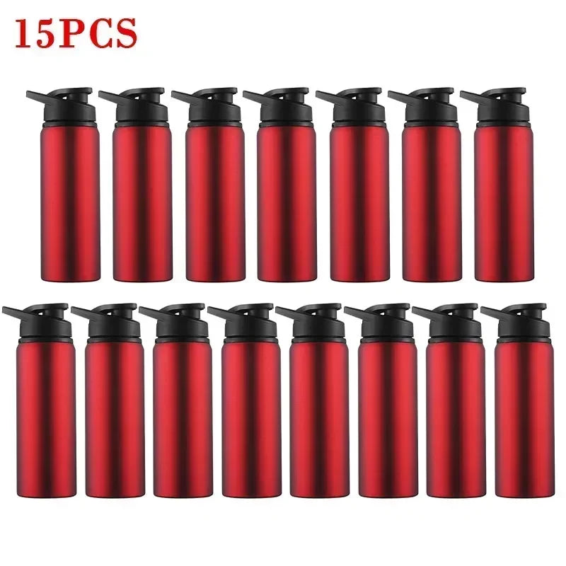 15PCS Portable Stainless Steel Bicycle Water Bottle Straight Drinking Outdoors Sports Travel Kettle Metal Water Bottle