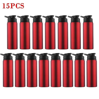 15PCS Portable Stainless Steel Bicycle Water Bottle Straight Drinking Outdoors Sports Travel Kettle Metal Water Bottle