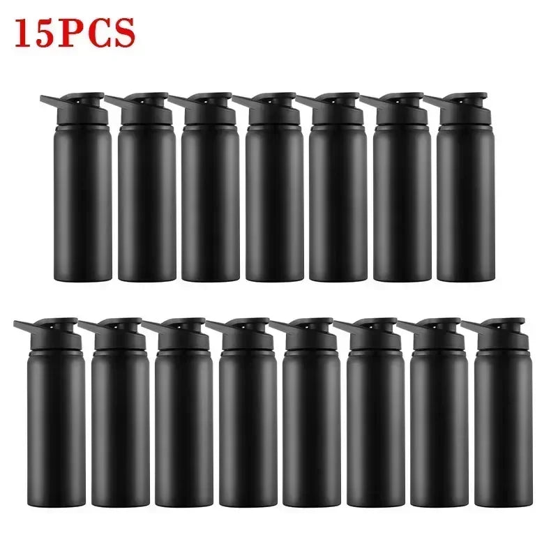 15PCS Portable Stainless Steel Bicycle Water Bottle Straight Drinking Outdoors Sports Travel Kettle Metal Water Bottle