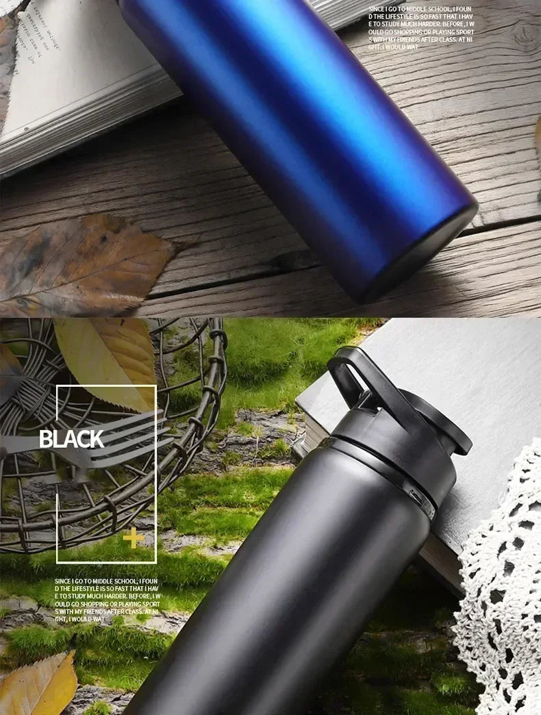15PCS Portable Stainless Steel Bicycle Water Bottle Straight Drinking Outdoors Sports Travel Kettle Metal Water Bottle