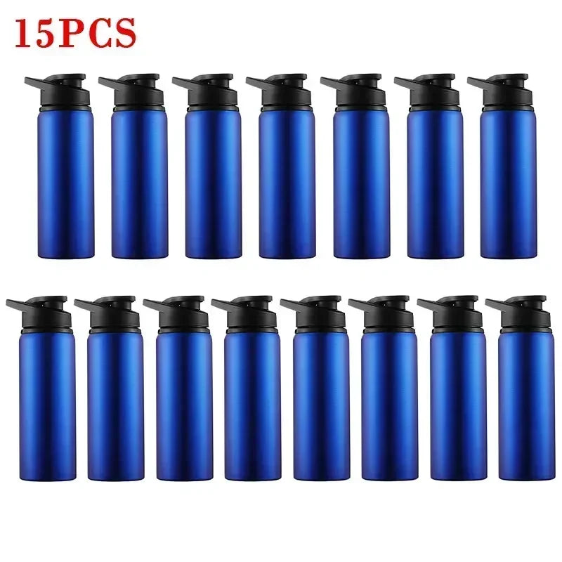 15PCS Portable Stainless Steel Bicycle Water Bottle Straight Drinking Outdoors Sports Travel Kettle Metal Water Bottle
